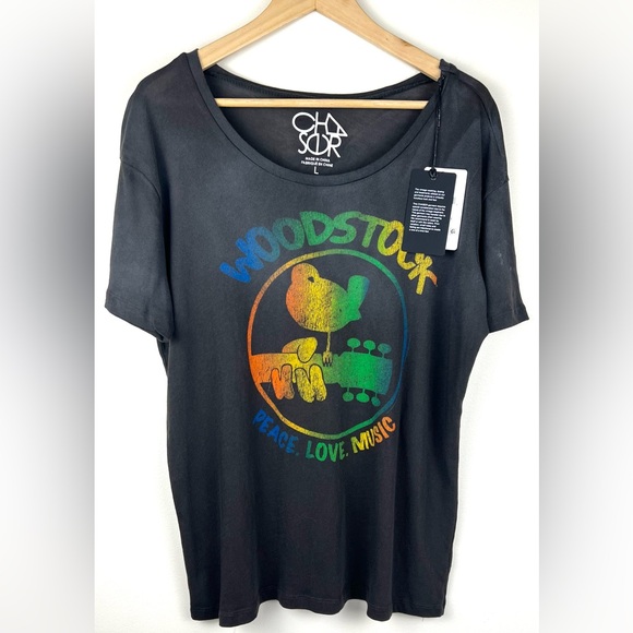 Chaser Tops - Chaser Faded Black Woodstock Graphic Tee